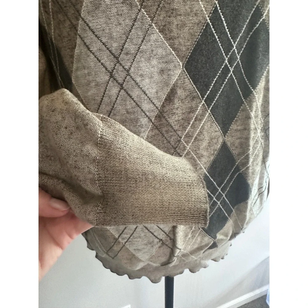 BKE Argyle V-Neck Sweater Pullover Brown‎ Black Gray Casual Long Sleeve